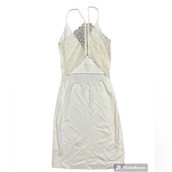 White Mini Dress | Size Small | Laced Open Back with Zipper - Picture 2 of 3